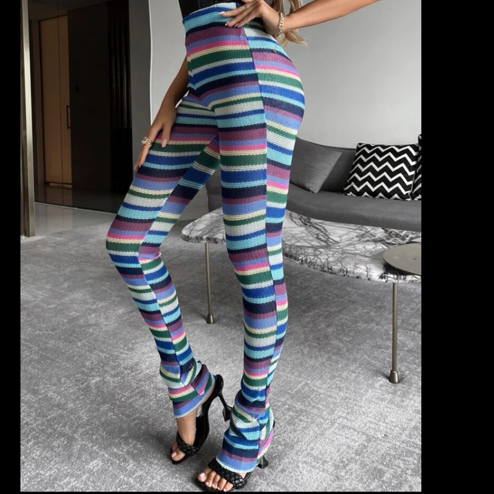 Striped stack pants